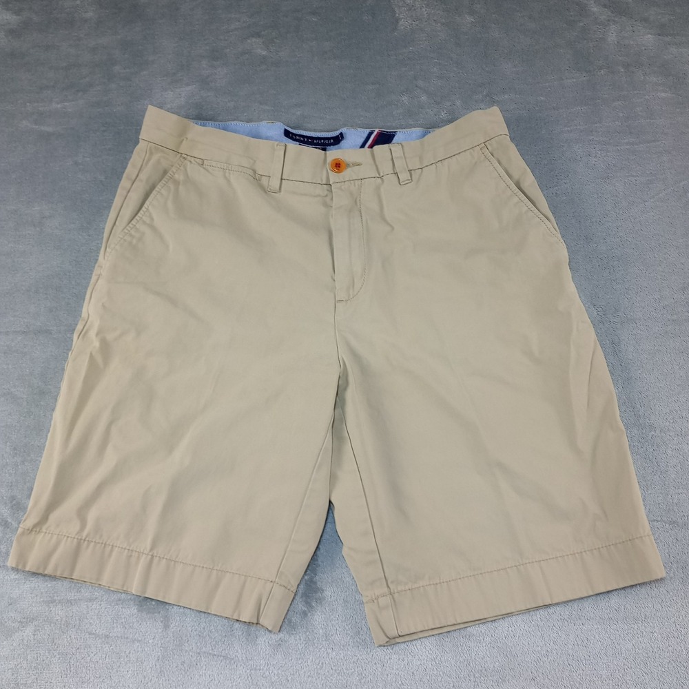 Tommy Hilfiger Classic Fit‎ Shorts Mens Sz 34 x 9 Beige Tan Chino Bermuda